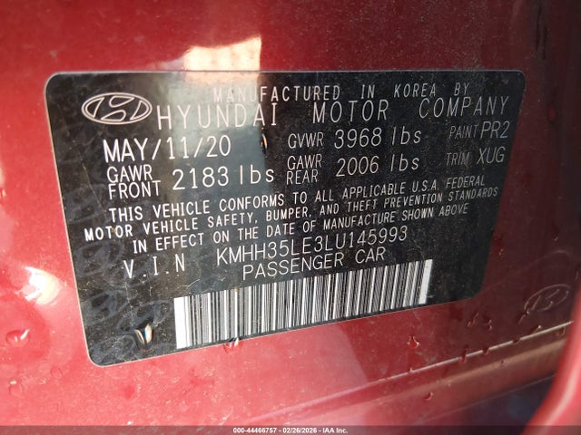 KMHH35LE3LU145993 Hyundai ELANTRA GT