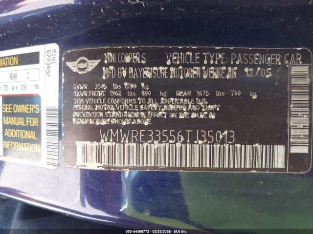 2006 MINI COOPER S WMWRE33556TJ35013 Photo 8