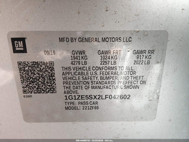 1G1ZE5SX2LF042602 Chevrolet Malibu Fwd Premier