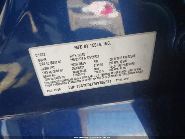 7SAYGDEF9PF662371 Tesla Model Y Performance Dual Motor All-wheel Drive
