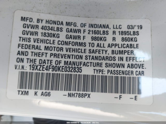 Honda Insight Touring 2019 19XZE4F90KE032835 Image 9