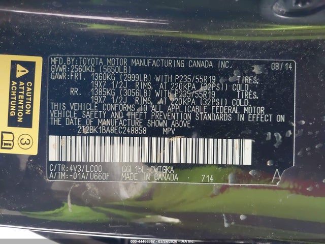 44466867 :رقم المزاد ، 2T2BK1BA8EC248858 vin ، 2014 Lexus Rx 350 مزاد بيع
