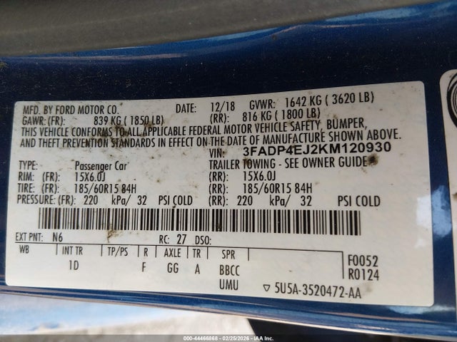 2019 FORD FIESTA 3FADP4EJ2KM120930 Photo 8