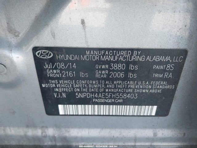 Hyundai ELANTRA SE 2015 5NPDH4AE5FH558403 Image 9