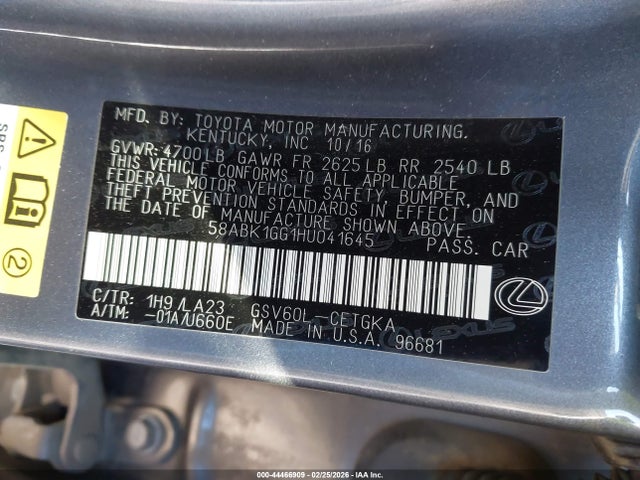 58ABK1GG1HU041645 Lexus ES 350