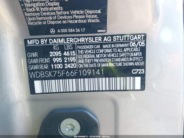 2006 MERCEDES-BENZ SL 500 WDBSK75F66F109141 Photo 8