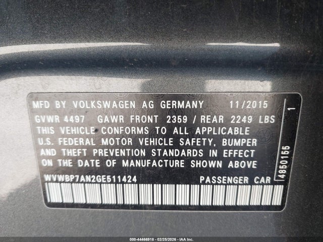 WVWBP7AN2GE511424 Volkswagen Cc 2.0t Trend