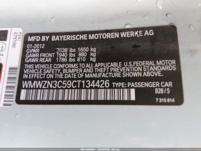 2012 MINI COOPER WMWZN3C59CT134426 Photo 8