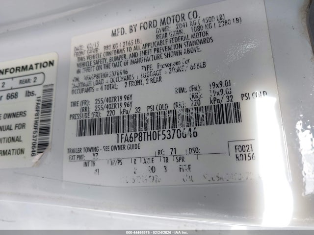 2015 FORD MUSTANG 1FA6P8TH0F5370646 Photo 8