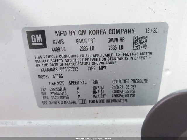 Aukcja sprzedaży 2021 Buick Encore Gx Awd Essence, vin: KL4MMGSL3MB093252, numer aukcji: 44467055