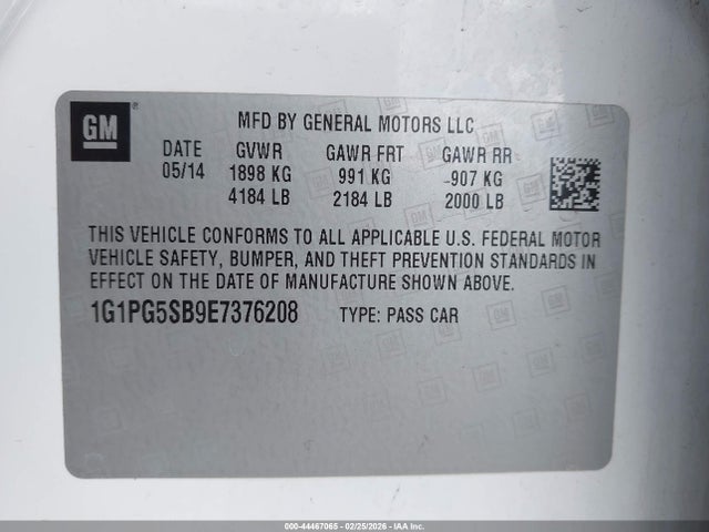 1G1PG5SB9E7376208 Chevrolet CRUZE LTZ