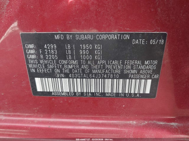 Продаж на аукціоні авто 2018 Subaru Impreza 2.0i Sport, vin: 4S3GTAL64J3747810, номер лоту: 44467127