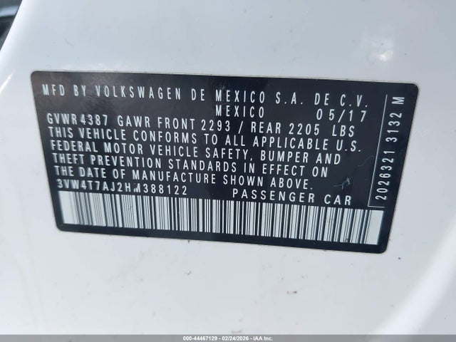 Продажа на аукционе авто 2017 Volkswagen Jetta Gli, vin: 3VW4T7AJ2HM388122, номер лота: 44467129