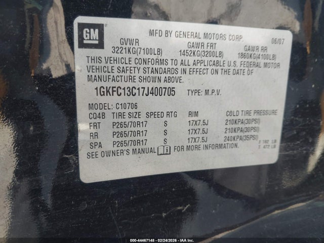 2007 GMC YUKON 1GKFC13C17J400705 Photo 8