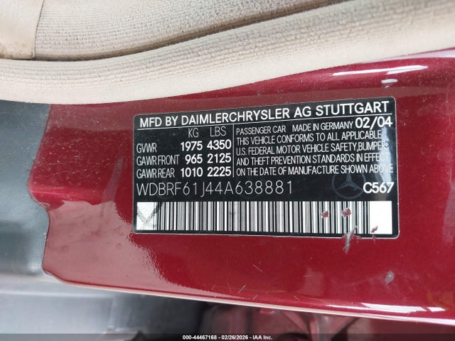 2004 MERCEDES-BENZ C 240 WDBRF61J44A638881 Photo 8