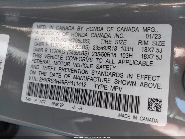 Honda Cr-v Ex Awd 2023 2HKRS4H49PH411412 Image 9