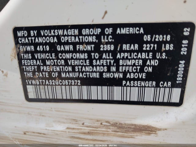2016 VOLKSWAGEN PASSAT 1VWBT7A32GC057372 Photo 8