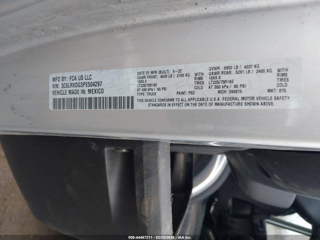 Продажа на аукционе авто 2023 Ram Promaster 2500 High Roof 159 Wb, vin: 3C6LRVDG3PE504297, номер лота: 44467211