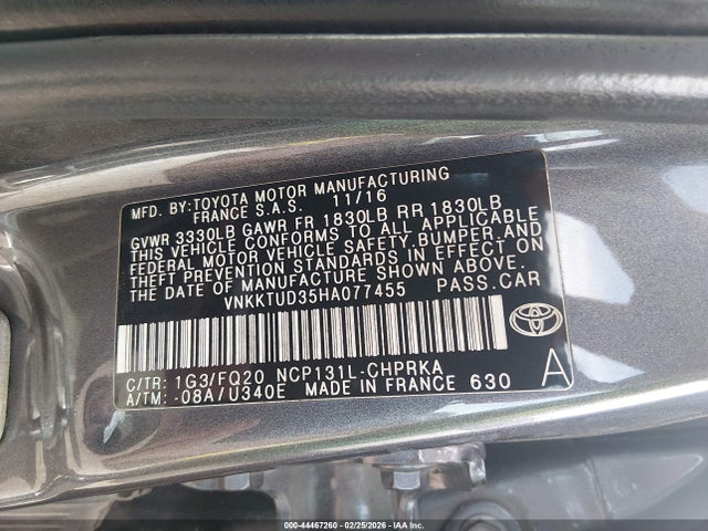 VNKKTUD35HA077455 Toyota YARIS L