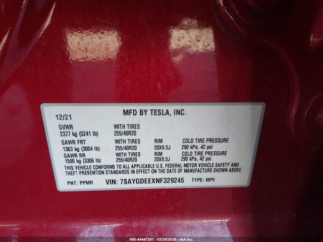 2022 TESLA MODEL Y 7SAYGDEEXNF329245 Photo 8