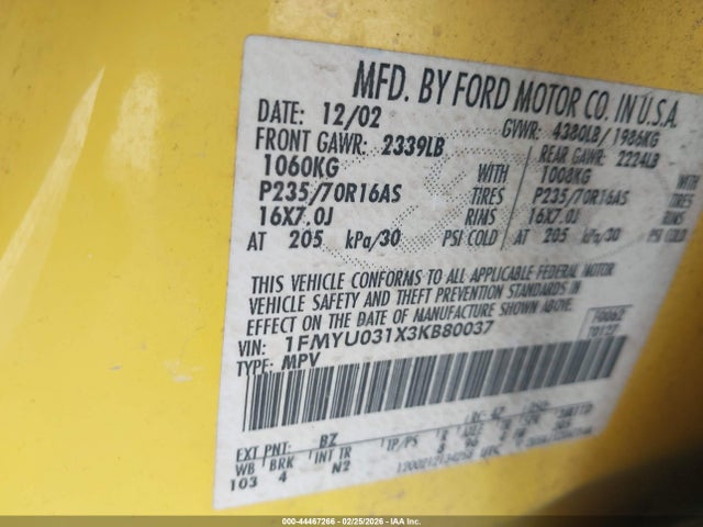 2003 FORD ESCAPE 1FMYU031X3KB80037 Photo 8