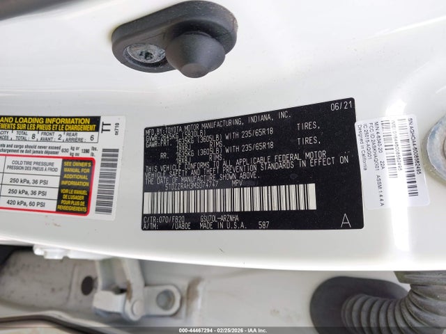 Aukcja sprzedaży 2021 Toyota Highlander Le, vin: 5TDZZRAH3MS074747, numer aukcji: 44467294