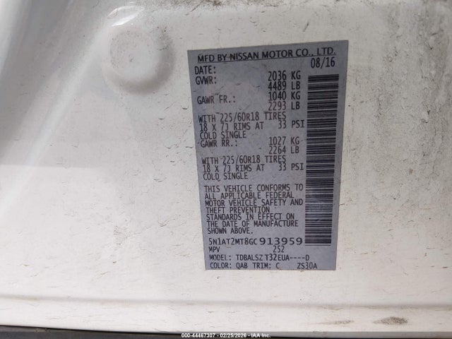5N1AT2MT8GC913959 Nissan Rogue Sl