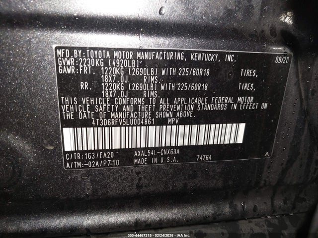 2020 TOYOTA RAV4 HYBRID 4T3D6RFV5LU004861 Photo 8