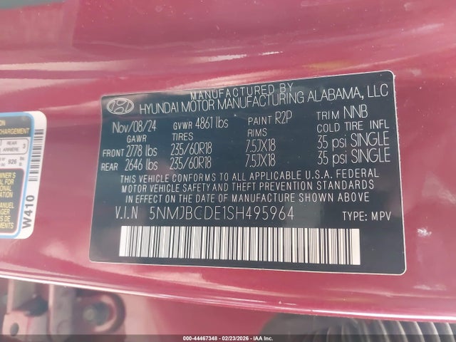 5NMJBCDE1SH495964 Hyundai TUCSON SEL