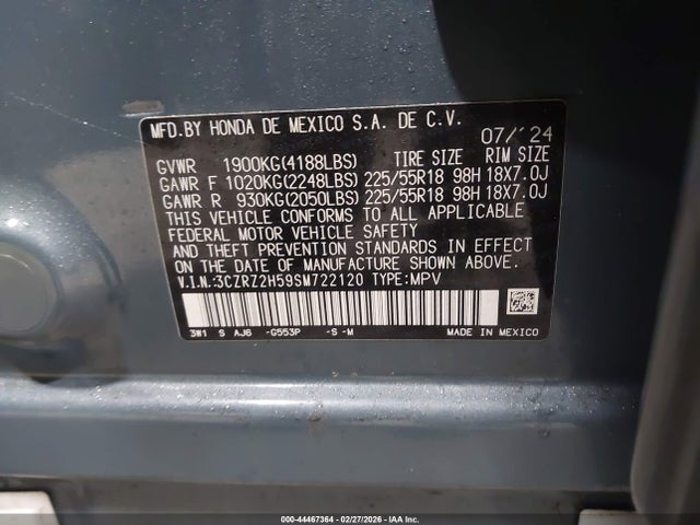 2025 HONDA HR-V 3CZRZ2H59SM722120 Photo 8