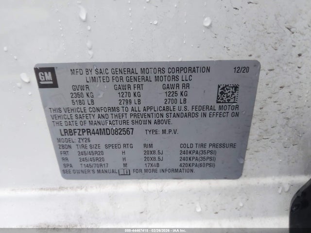 44467415 :رقم المزاد ، LRBFZPR44MD082567 vin ، 2021 Buick Envision Awd Essence مزاد بيع