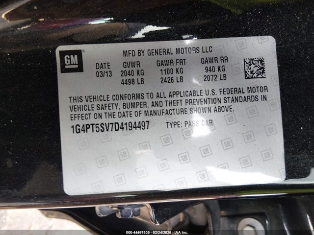 44467509 :رقم المزاد ، 1G4PT5SV7D4194497 vin ، 2013 Buick Verano Premium Group مزاد بيع
