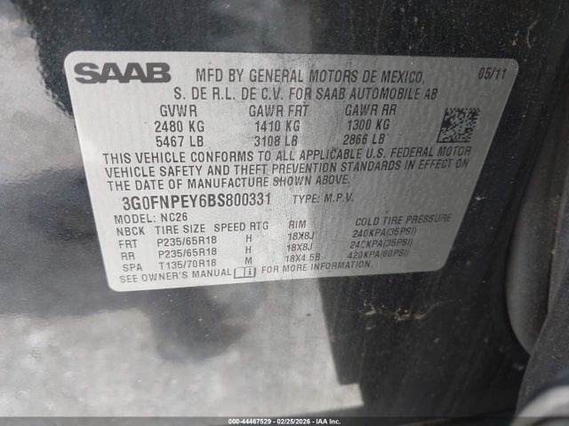 2011 SAAB 9-4X 3G0FNPEY6BS800331 Photo 8