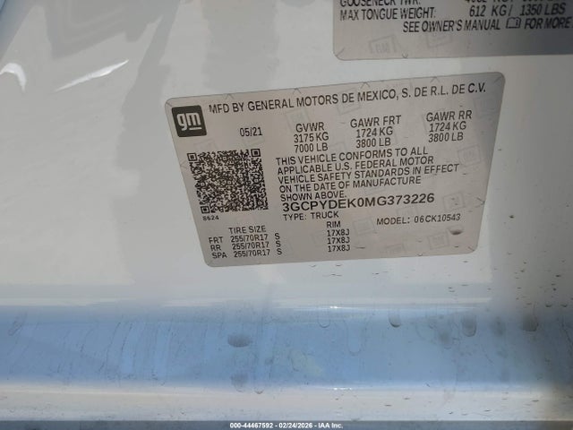 2021 CHEVROLET SILVERADO 1500 3GCPYDEK0MG373226 Photo 8