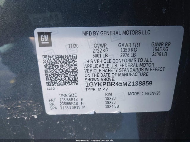 2021 CADILLAC XT6 1GYKPBR45MZ138859 Photo 8