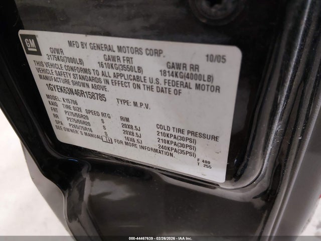 2006 CADILLAC ESCALADE 1GYEK63N46R158785 Photo 8