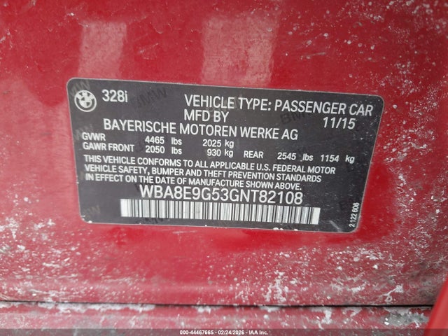 2016 BMW 328I WBA8E9G53GNT82108 Photo 8