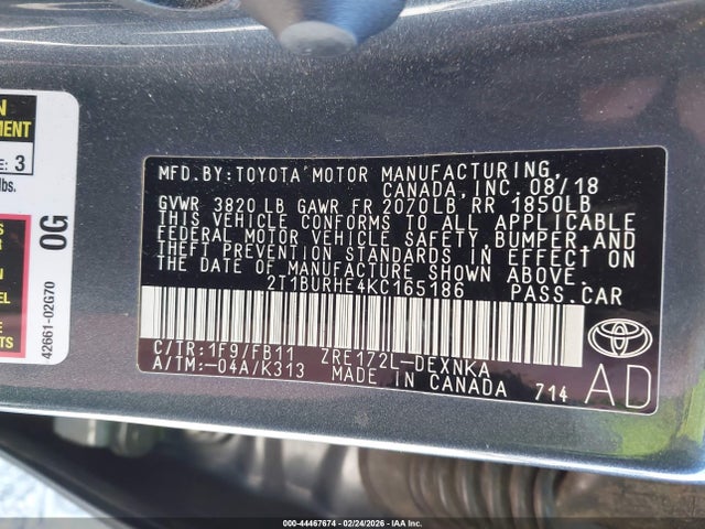 Toyota COROLLA LE 2019 2T1BURHE4KC165186 Image 9