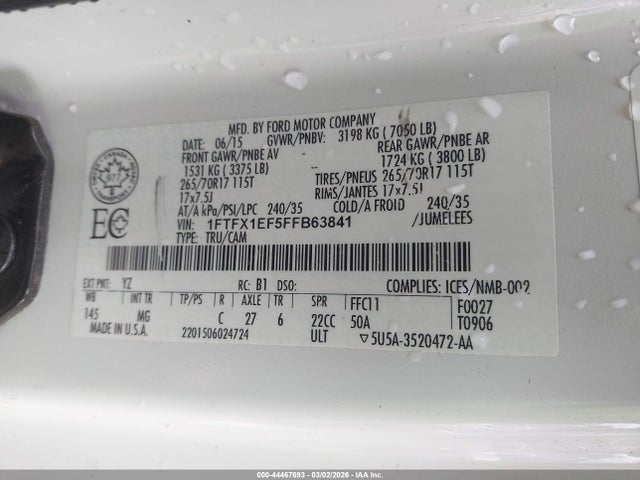 2015 FORD F-150 1FTFX1EF5FFB63841 Photo 8