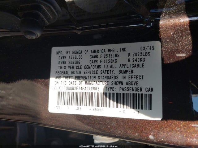 2015 Acura Tlx V6 Advance მანქანა იყიდება აუქციონზე, vin: 19UUB2F74FA020963, აუქციონის ნომერი: 44467727