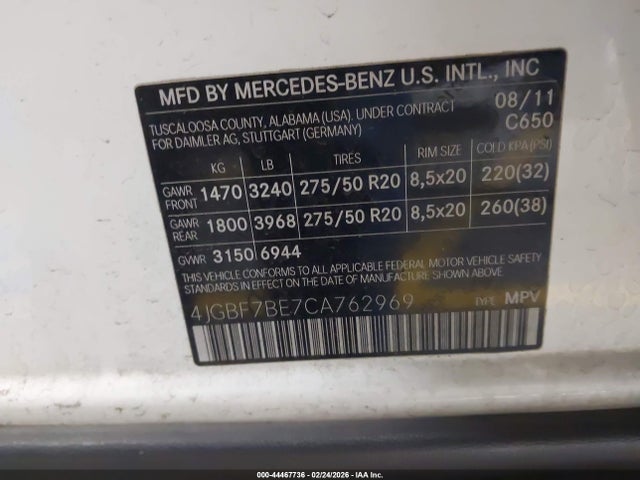 Продажа на аукционе авто 2012 Mercedes-benz Gl 450 4matic, vin: 4JGBF7BE7CA762969, номер лота: 44467736