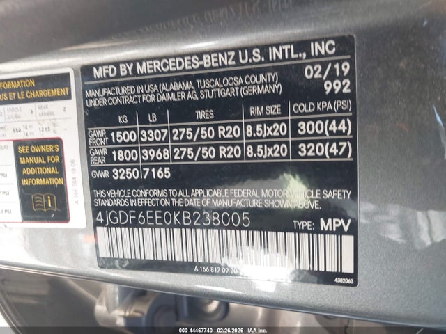 Продажа на аукционе авто 2019 Mercedes-benz Gls 450 4matic, vin: 4JGDF6EE0KB238005, номер лота: 44467740