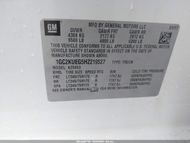 1GC2KUEG5HZ219527 Chevrolet Silverado 2500hd Wt