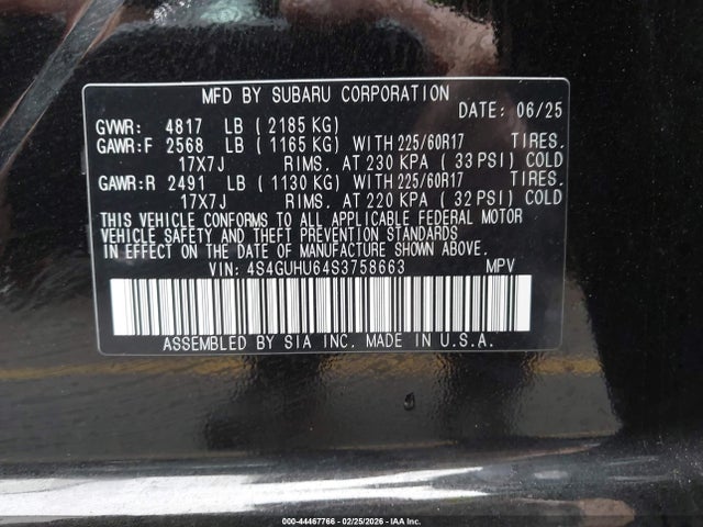 4S4GUHU64S3758663 Subaru Crosstrek Wilderness