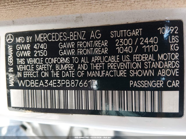 1993 MERCEDES-BENZ 400 WDBEA34E3PB876617 Photo 8