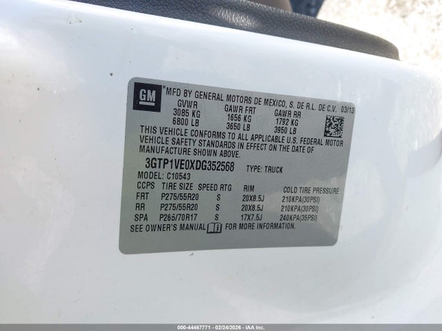 Aukcja sprzedaży 2013 Gmc Sierra 1500 Sle, vin: 3GTP1VE0XDG352568, numer aukcji: 44467771