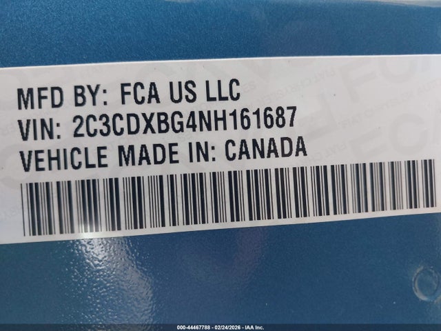 2C3CDXBG4NH161687 Dodge Charger Sxt Rwd