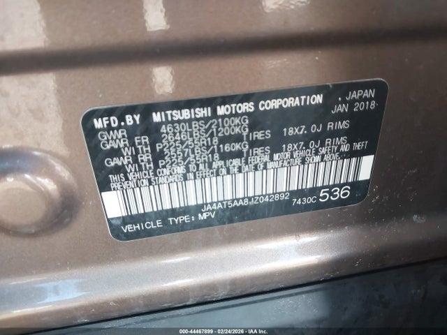 2018 MITSUBISHI ECLIPSE CROSS JA4AT5AA8JZ042892 Photo 8