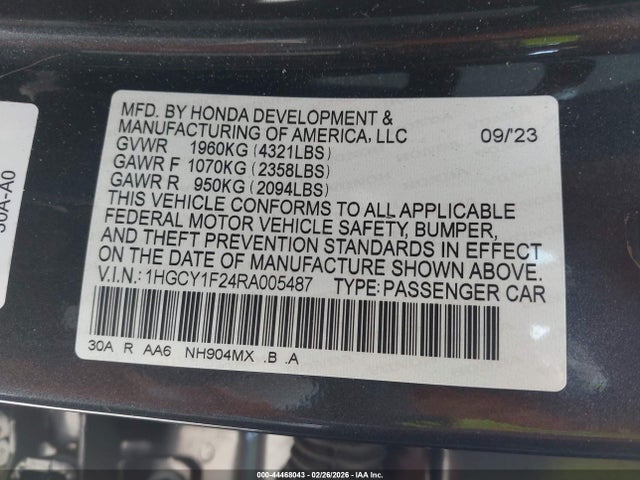 Honda ACCORD LX 2024 1HGCY1F24RA005487 Image 9