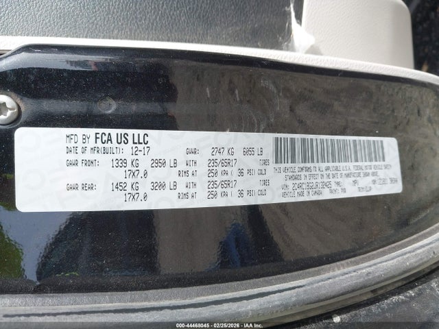 Aukcja sprzedaży 2018 Chrysler Pacifica Touring L, vin: 2C4RC1BG2JR132425, numer aukcji: 44468045